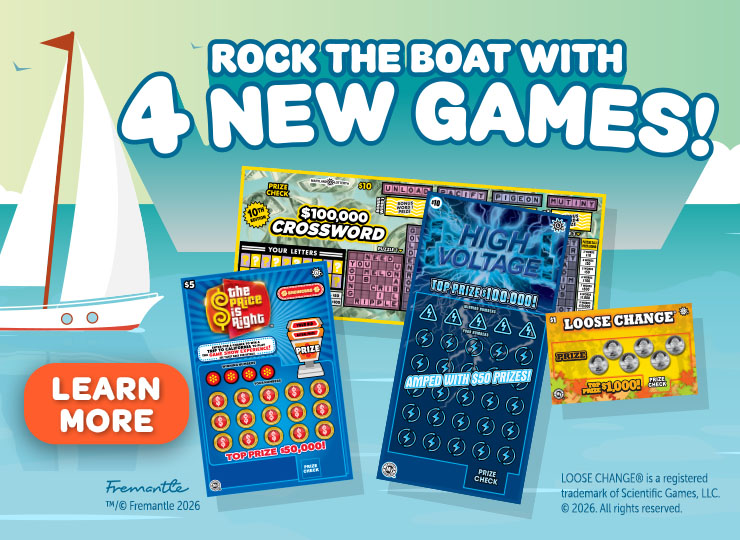 rock the boat with 4 new scratch off games! learn more