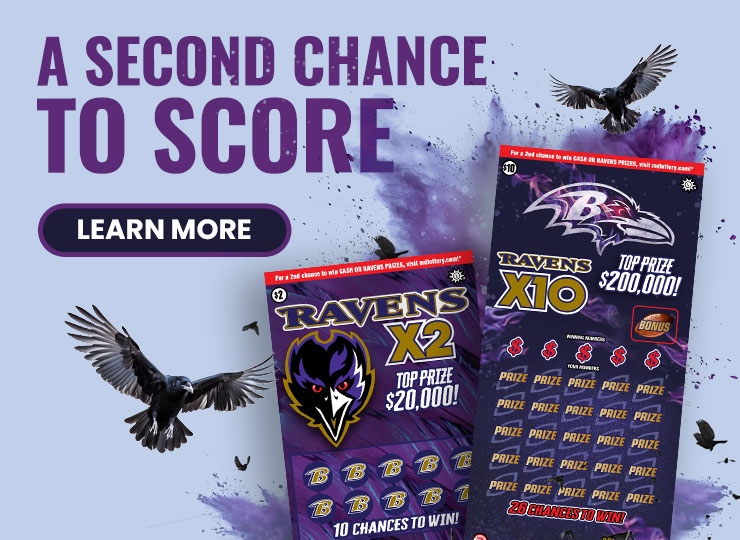 Enter non-winning Ravens Scratch-Offs for a chance at great Ravens prizes!